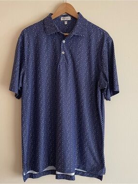 Peter Millar Blue Geometric Bubble Circle Polo